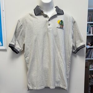 Classic Gray Polo Shirt with Embroidered Nature Design